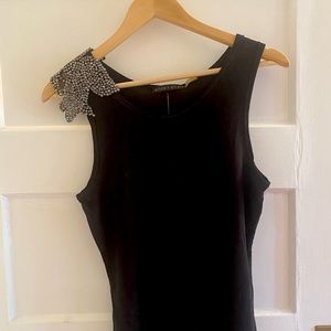 Alice + Olivia Black Tank with Embellished Shoulder